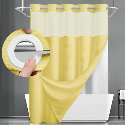 BathSnap™ No-Hook Bathroom Curtain with Waterproof Inner Liner