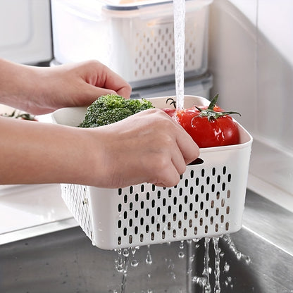 Double-Layer Sealed Storage Box with Draining Basket