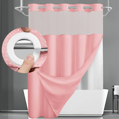 BathSnap™ No-Hook Bathroom Curtain with Waterproof Inner Liner