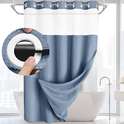 BathSnap™ No-Hook Bathroom Curtain with Waterproof Inner Liner