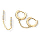 Loruvie 14K Gold-Plated Double Piercing Earrings – Delicate Chain & CZ Accents