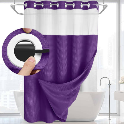 BathSnap™ No-Hook Bathroom Curtain with Waterproof Inner Liner