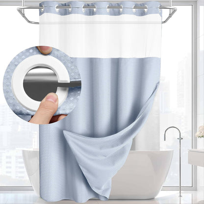 BathSnap™ No-Hook Bathroom Curtain with Waterproof Inner Liner