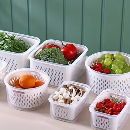 Double-Layer Sealed Storage Box with Draining Basket