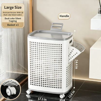 RollHide™ Mobile Laundry Hamper with Wheels, Lid & Breathable Design