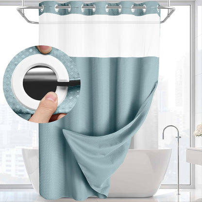 BathSnap™ No-Hook Bathroom Curtain with Waterproof Inner Liner