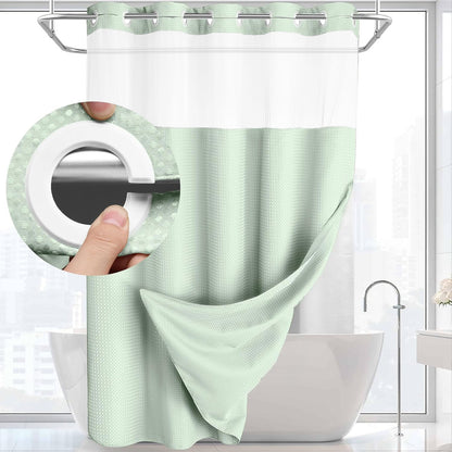 BathSnap™ No-Hook Bathroom Curtain with Waterproof Inner Liner