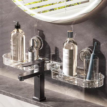 No-Drill Suction Sink Faucet Shelf – Hollow Drainage & Heavy-Duty Design