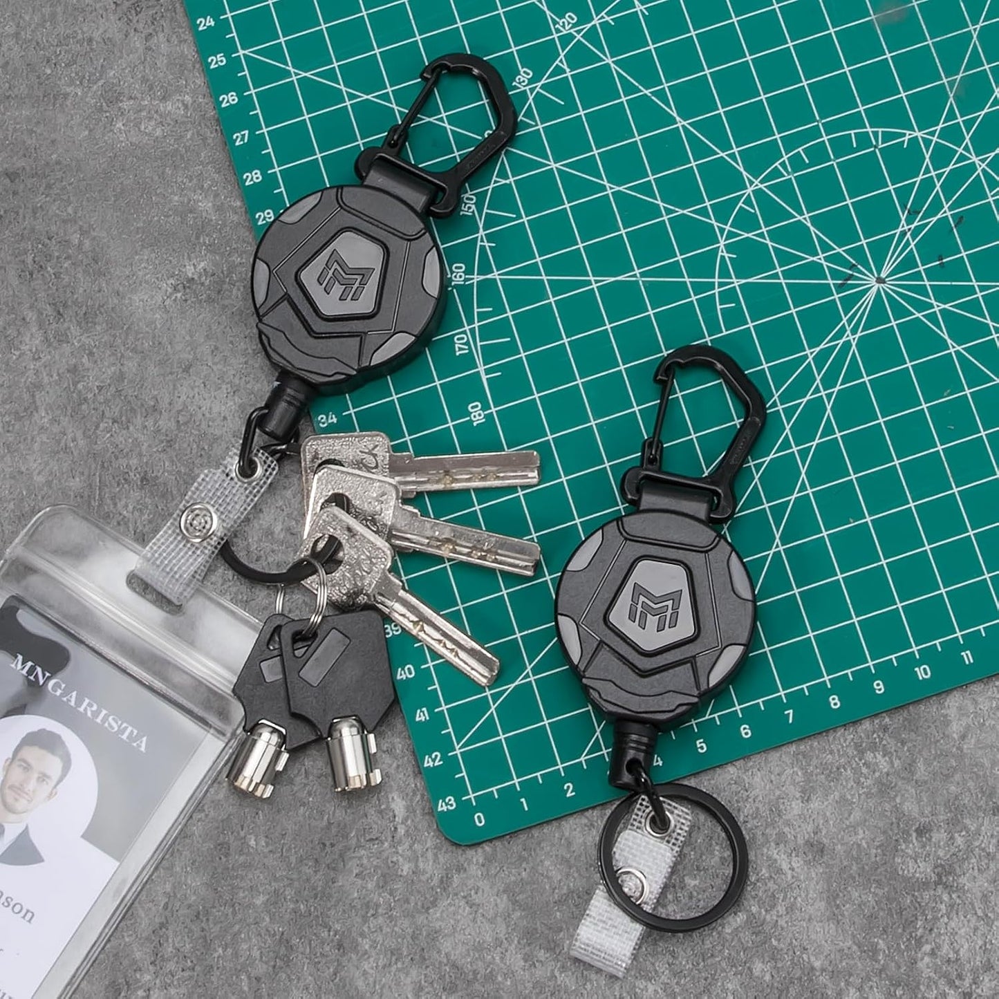 Heavy-Duty Tactical ID Card Badge Holder with Retractable Reel & Carabiner Clip