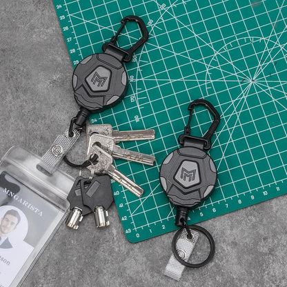 Heavy-Duty Tactical ID Card Badge Holder with Retractable Reel & Carabiner Clip