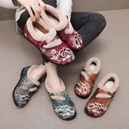 EmbroHome-Vintage Embroidered Cotton Slippers: Non-Slip Design