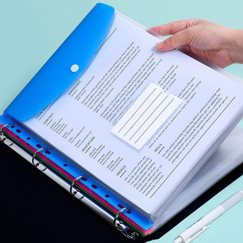 A4 Waterproof Plastic Document Folder: Binder-Compatible & Indexed