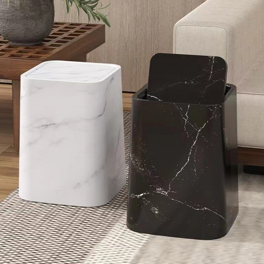 Vintage Marble-Look Waste Bin – Flip Top, Stylish and Functional