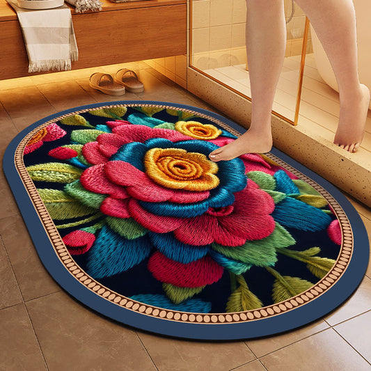 Pastoral Floral Floor Mat – Quick Absorption & Anti-Slip