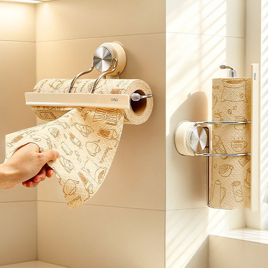 Rolluxe™ No-Drill Wall-Mounted Roll Paper Holder – Easy-Tear Design for Kitchen & Bathroom