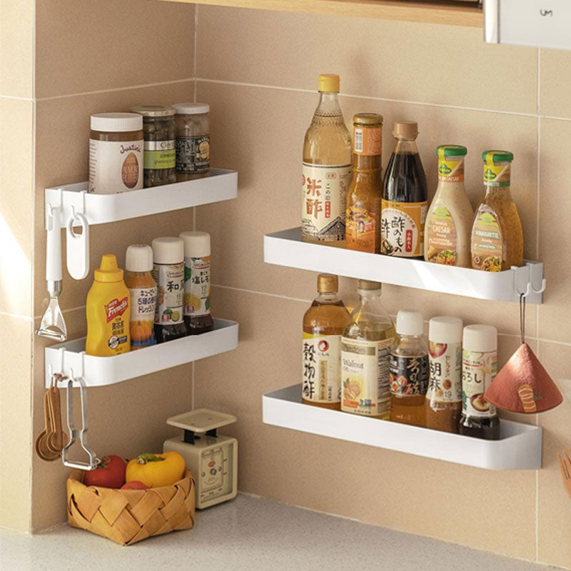 Spice Rack Hook No-Drill Kitchen Spice Rack – Hollow Drain Design & Built-In Hooks ...