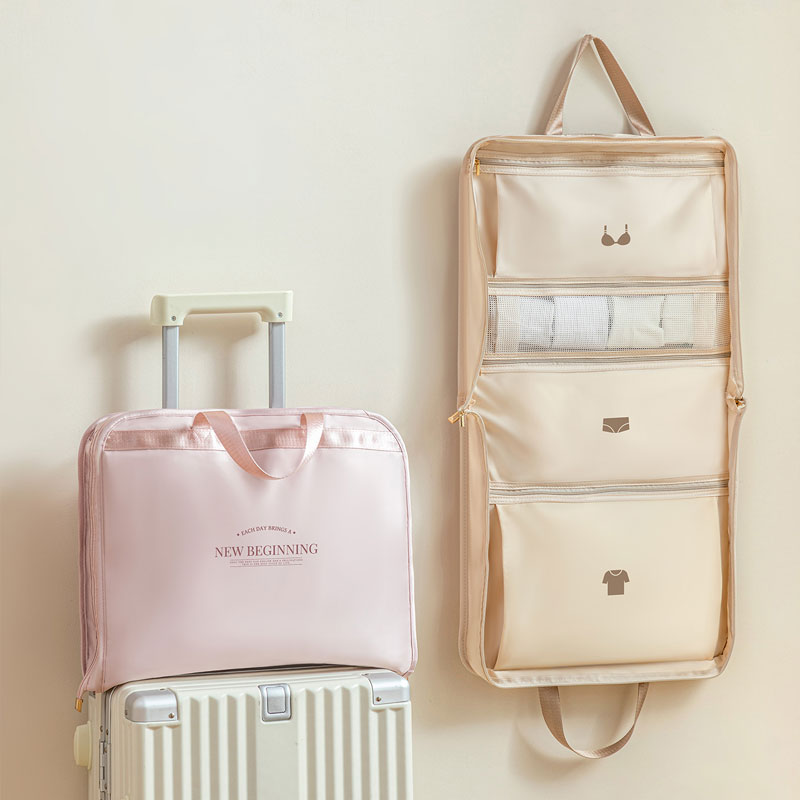 Large-Capacity Travel Clothes Storage Bag: Compartment Design with Handles & Dual Zippers