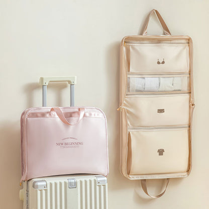 Large-Capacity Travel Clothes Storage Bag: Compartment Design with Handles & Dual Zippers