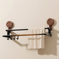 Walnut Wood Telescopic Suction Towel Rack: Strong Load-Bearing & Built-in hooks