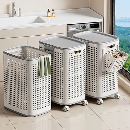 RollHide™ Mobile Laundry Hamper with Wheels, Lid & Breathable Design