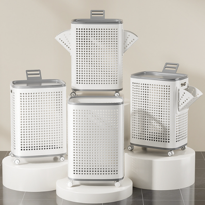 RollHide™ Mobile Laundry Hamper with Wheels, Lid & Breathable Design