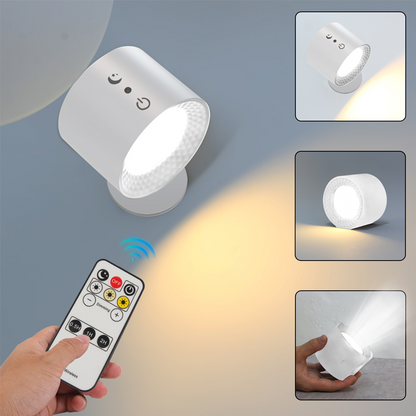 MagniGlow Remote Wall Lamp – 360° Rotation, Tri-Color Lighting