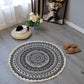 NomadSoul Mandala Artisanal Cotton Round Rug | Hand-Woven Vintage Tassel Accent
