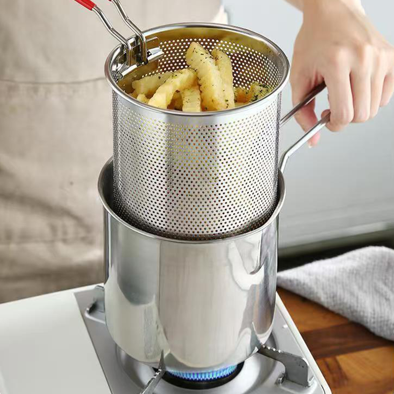 CrispMaste Mini Stainless Steel Deep Fryer with Strainer Basket