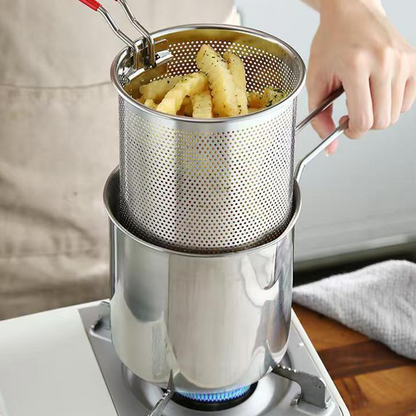 CrispMaste Mini Stainless Steel Deep Fryer with Strainer Basket