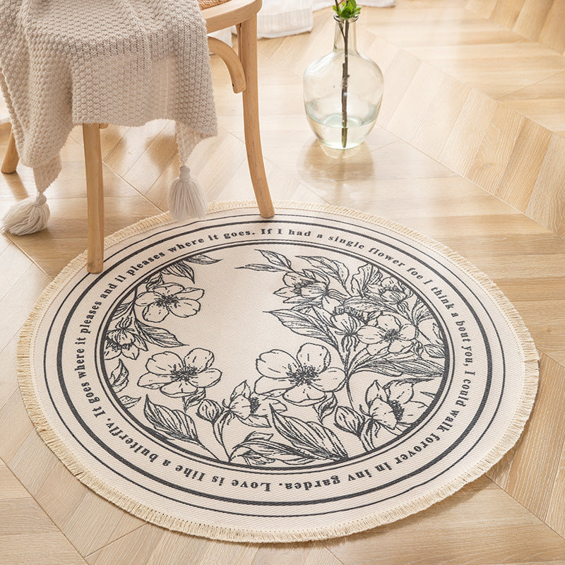 NomadSoul Mandala Artisanal Cotton Round Rug | Hand-Woven Vintage Tassel Accent