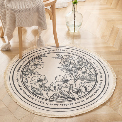 NomadSoul Mandala Artisanal Cotton Round Rug | Hand-Woven Vintage Tassel Accent