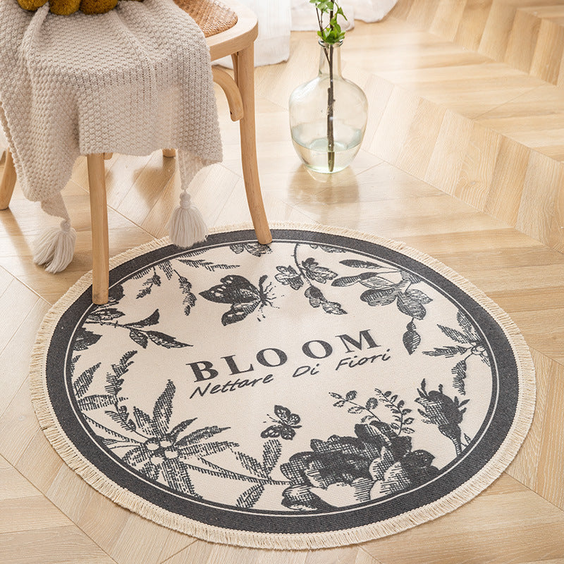 NomadSoul Mandala Artisanal Cotton Round Rug | Hand-Woven Vintage Tassel Accent