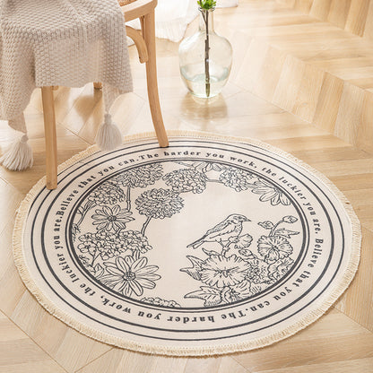 NomadSoul Mandala Artisanal Cotton Round Rug | Hand-Woven Vintage Tassel Accent