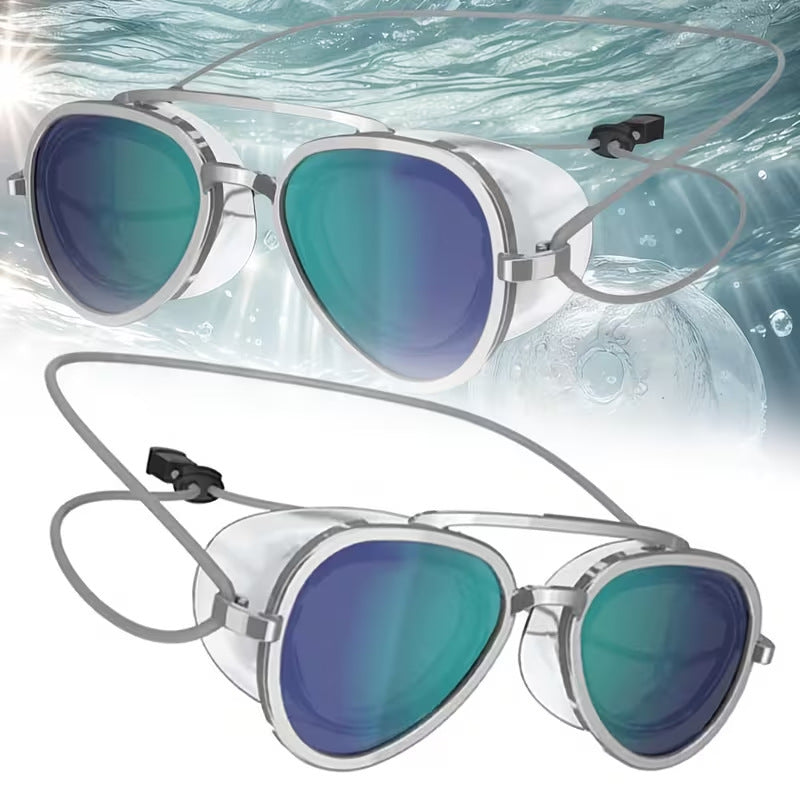 HydroVibe™ Full-View Anti-Fog Swim Goggles — Retro Pilot Panoramic Water-Sports Eyewear