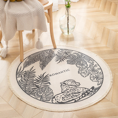 NomadSoul Mandala Artisanal Cotton Round Rug | Hand-Woven Vintage Tassel Accent