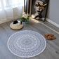 NomadSoul Mandala Artisanal Cotton Round Rug | Hand-Woven Vintage Tassel Accent