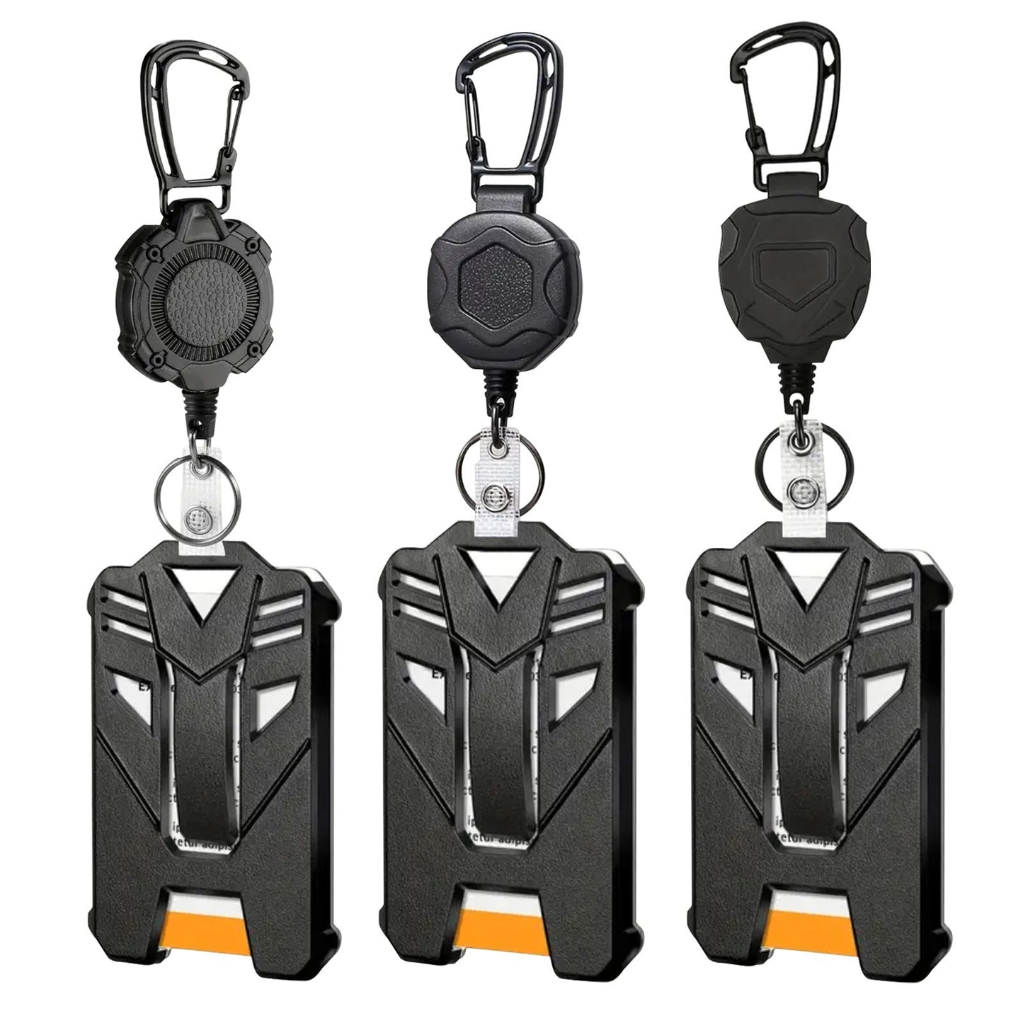 Heavy-Duty Tactical ID Card Badge Holder with Retractable Reel & Carabiner Clip