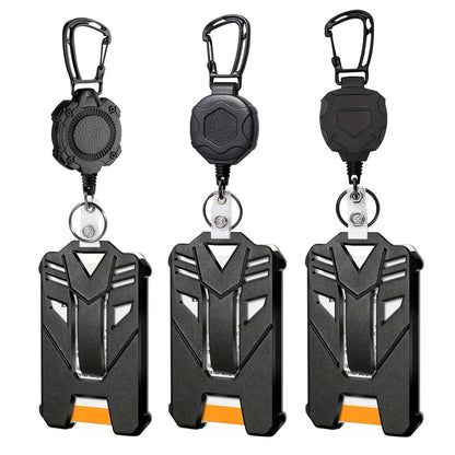 Heavy-Duty Tactical ID Card Badge Holder with Retractable Reel & Carabiner Clip