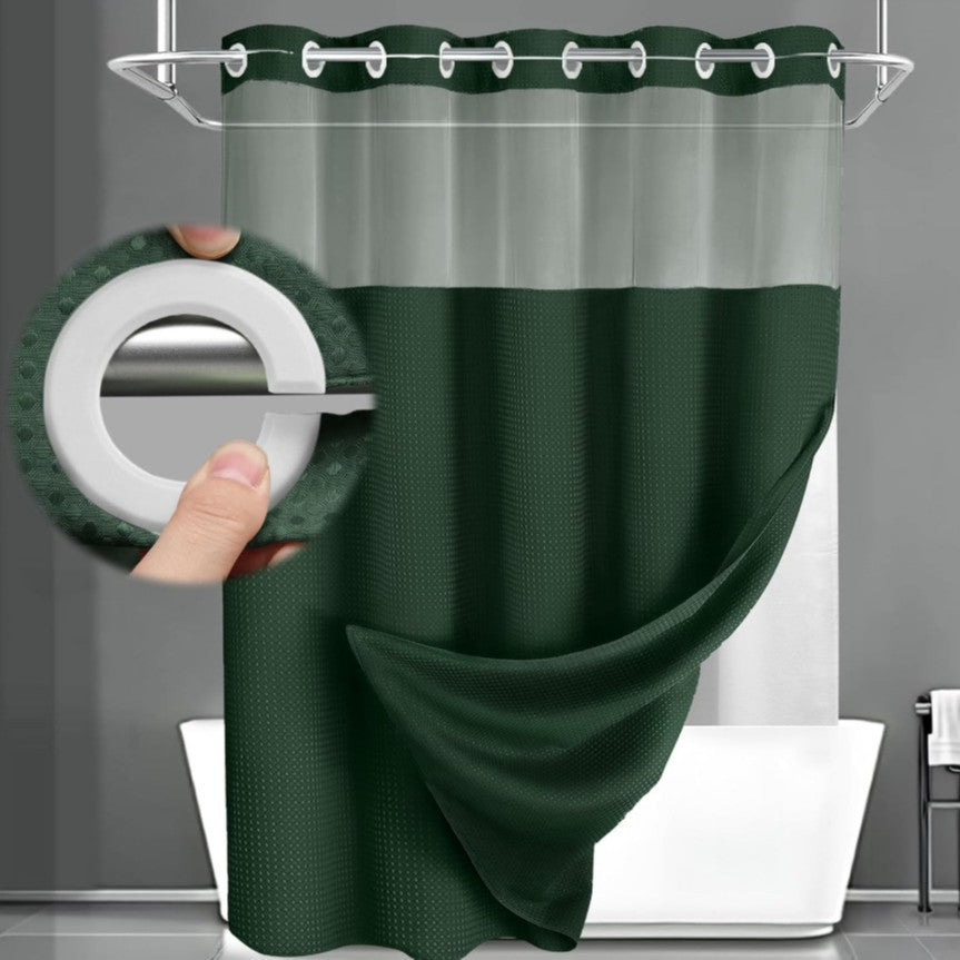 BathSnap™ No-Hook Bathroom Curtain with Waterproof Inner Liner