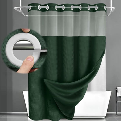 BathSnap™ No-Hook Bathroom Curtain with Waterproof Inner Liner