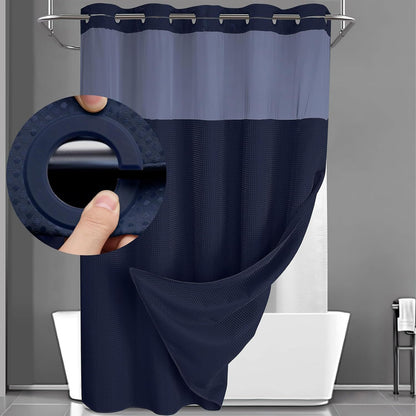 BathSnap™ No-Hook Bathroom Curtain with Waterproof Inner Liner