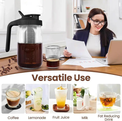 BrewJar™ Mason Jar Cold Brew Pitcher for Iced Coffee & Tea
