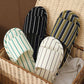 Minimalist Striped Linen Slides - Slip-Resistant & Cozy Feel
