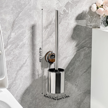 No-Drill Stainless Steel Toilet Brush Set – Sleek and Durable