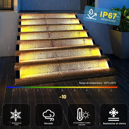 Outdoor Solar Stair Lights with Auto On/Off Sensor & Weatherproof Deck Lighting