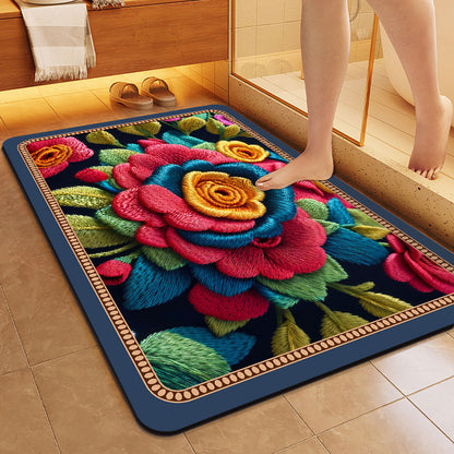Pastoral Floral Floor Mat – Quick Absorption & Anti-Slip