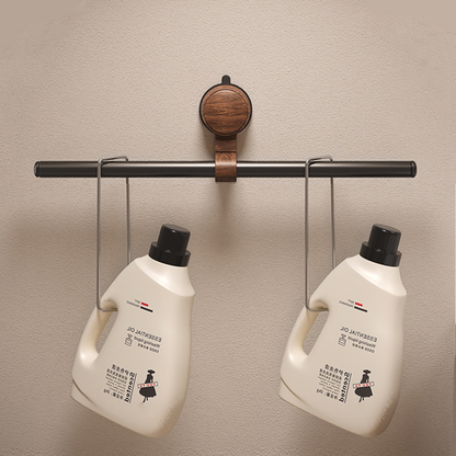 Walnut Wood Suction Towel Rack - Strong Load-Bearing, No-Drill Installation