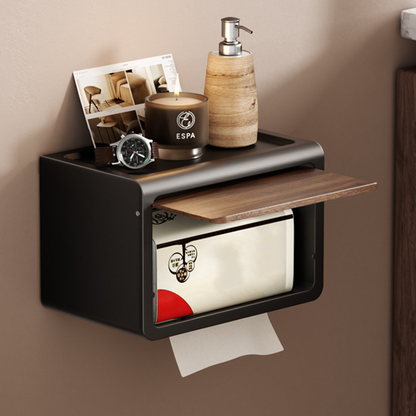 No-Drill Suction Paper Towel Holder – Wood & Metal, Strong Load Capacity