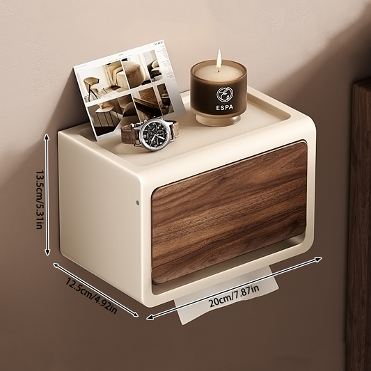 No-Drill Suction Paper Towel Holder – Wood & Metal, Strong Load Capacity