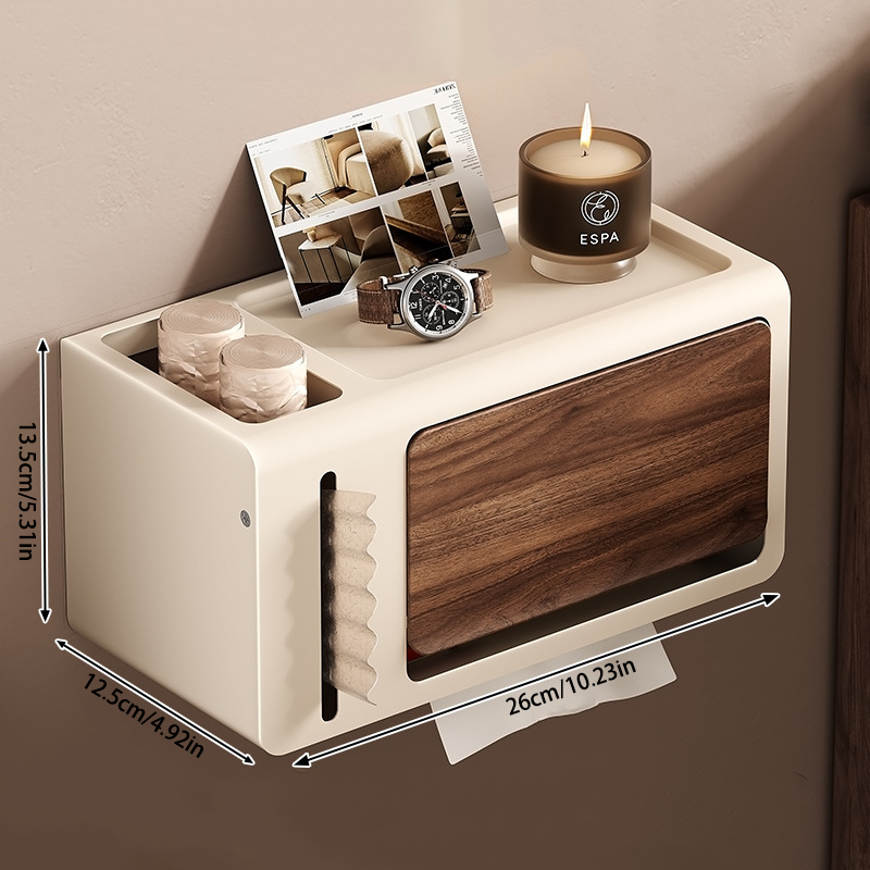 No-Drill Suction Paper Towel Holder – Wood & Metal, Strong Load Capacity